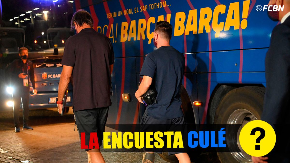 Leo Messi, abandonando el autobús oficial del FC Barcelona