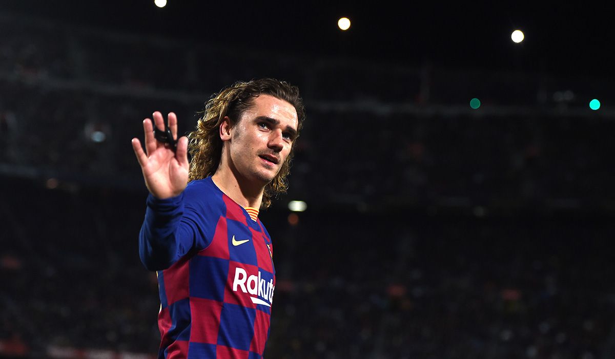 Antoine Griezmann, celebrating a goal with the FC Barcelona