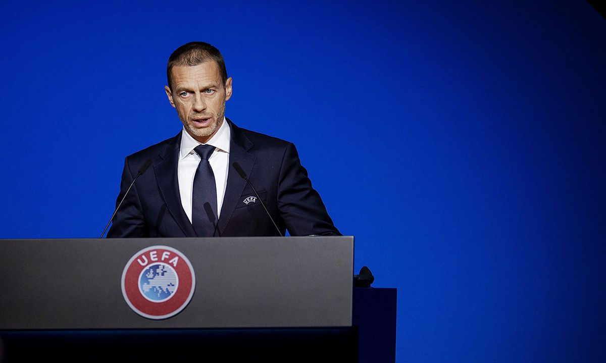 Aleksander Ceferin, durante una rueda de prensa de la UEFA