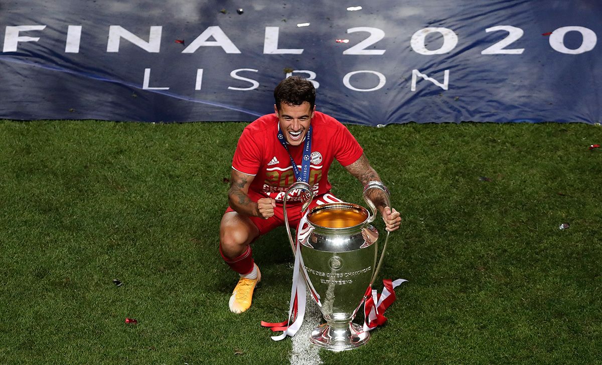 Philippe Coutinho, celebrando la Champions League con el Bayern