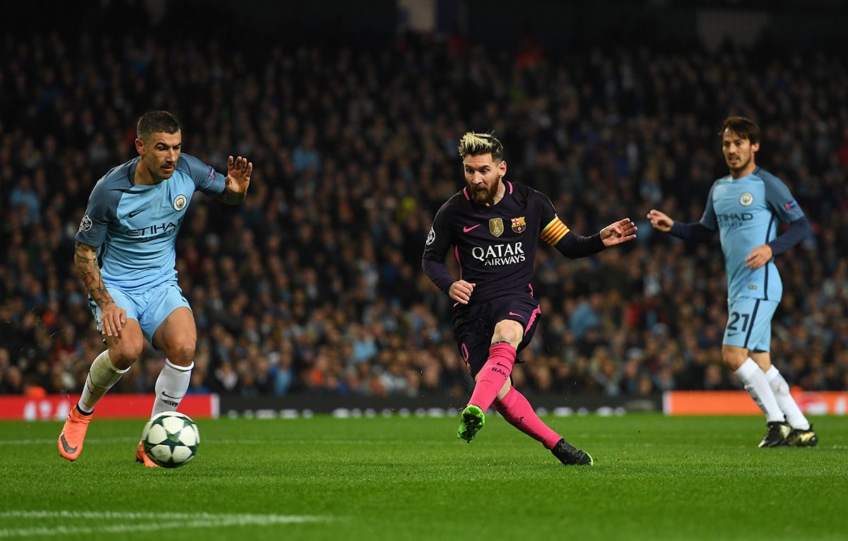 Leo Messi, en un partido contra el Manchester City