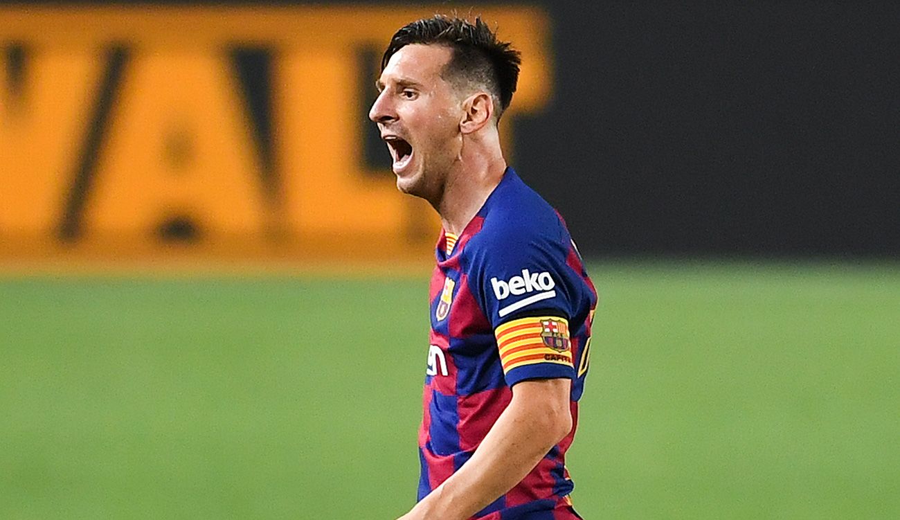 Leo Messi, enfadado en un partido de Liga