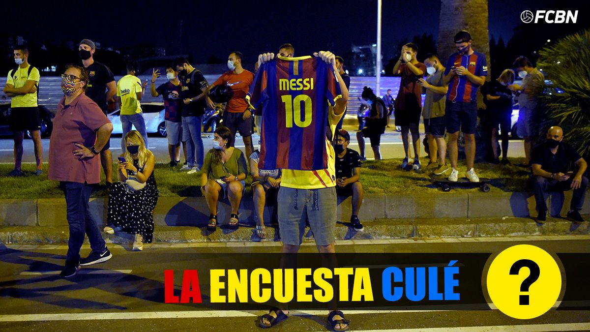 Aficionados del FC Barcelona en los aledaños del Camp Nou