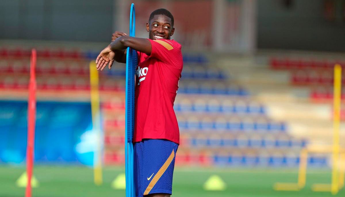 Ousmane Dembélé, enjoying a training of the Barça