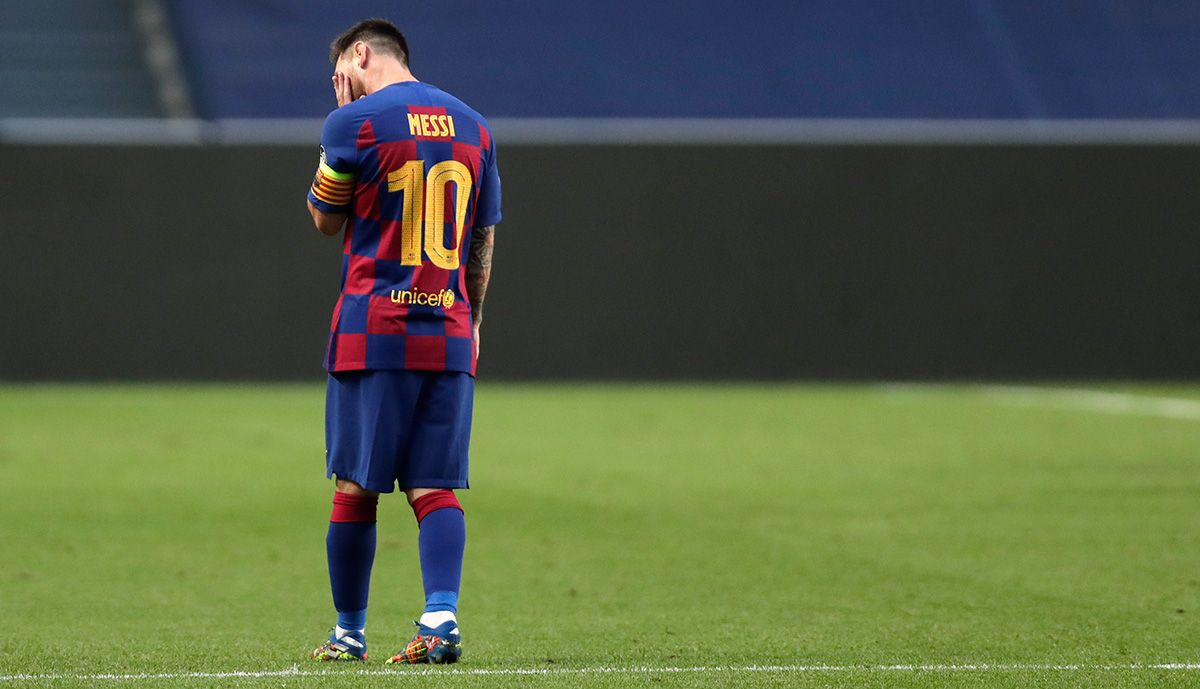 Leo Messi, decepcionado tras la humillación contra el Bayern Múnich