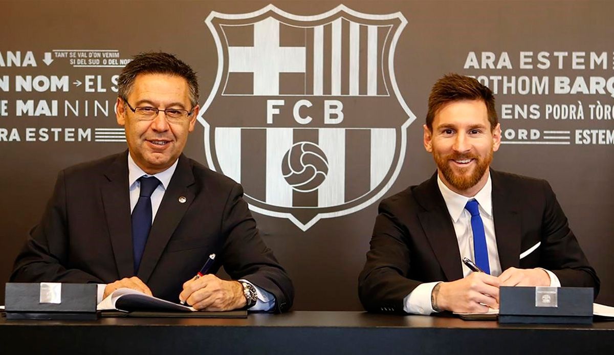Leo Messi and Josep Maria Bartomeu, in an image of archive