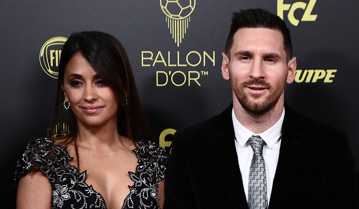 Leo Messi and Antonella Rocuzzo, during the gala of the Golden Ball 2019