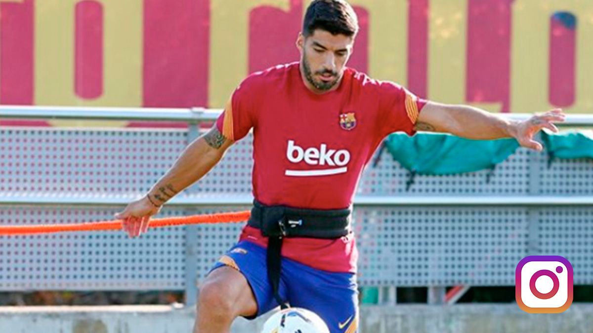Luis Suárez, durante un entrenamiento con el FC Barcelona
