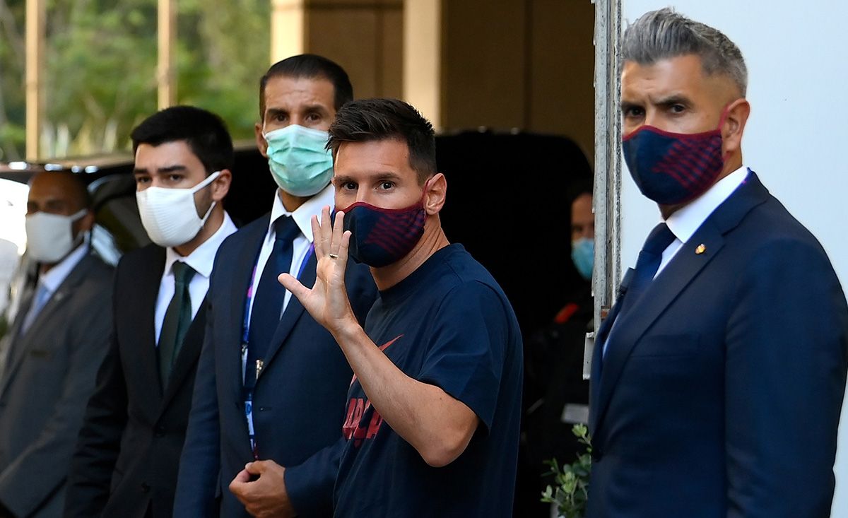 Messi, going out of the hotel of concentration of the FC Barcelona