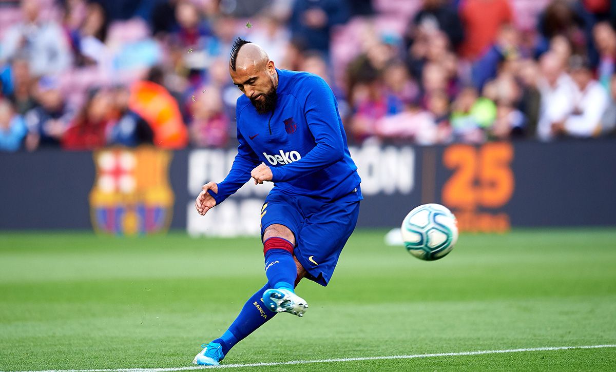 Arturo Vidal, during a warming with the FC Barcelona