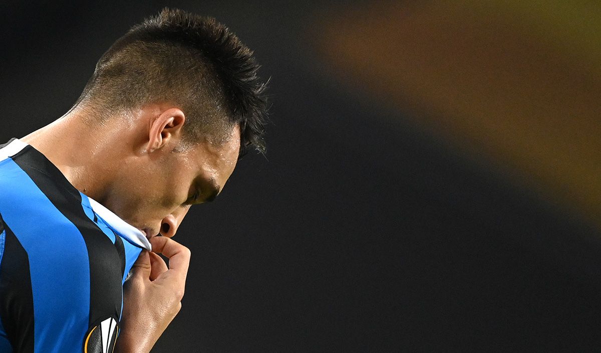 Lautaro Martínez, sad after losing the final of the Europe League