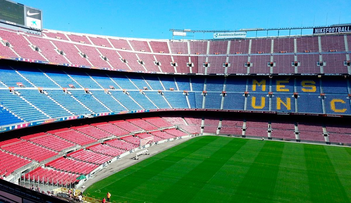 The Camp Nou, empty by fault of the coronavirus