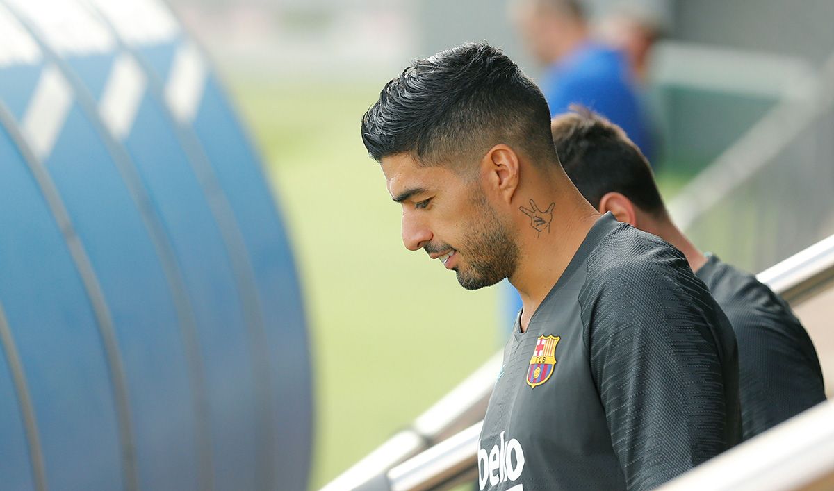 Luis Suárez, during a training with the FC Barcelona