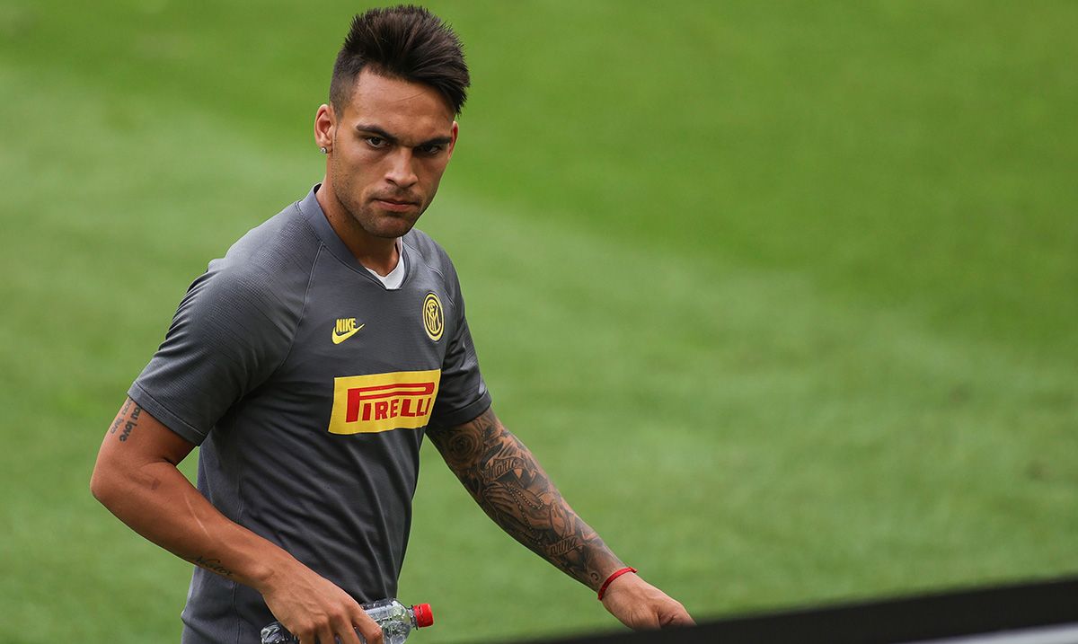 Lautaro Martínez, during a training with the Inter of Milan