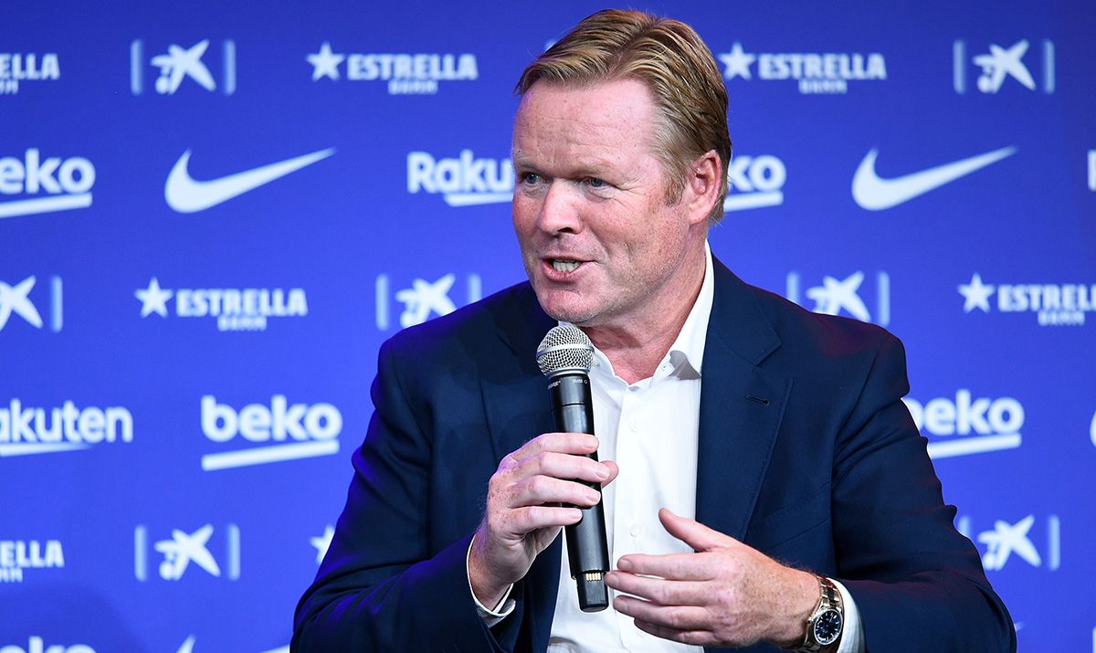 Ronald Koeman, durante su presentación oficial con el FC Barcelona