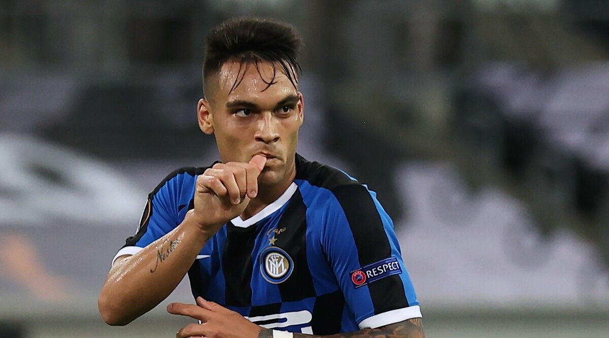 Lautaro celebrating a goal