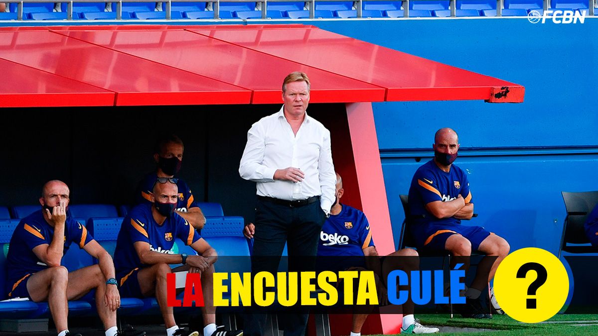 Ronald Koeman, giving orders from the bench of the FC Barcelona
