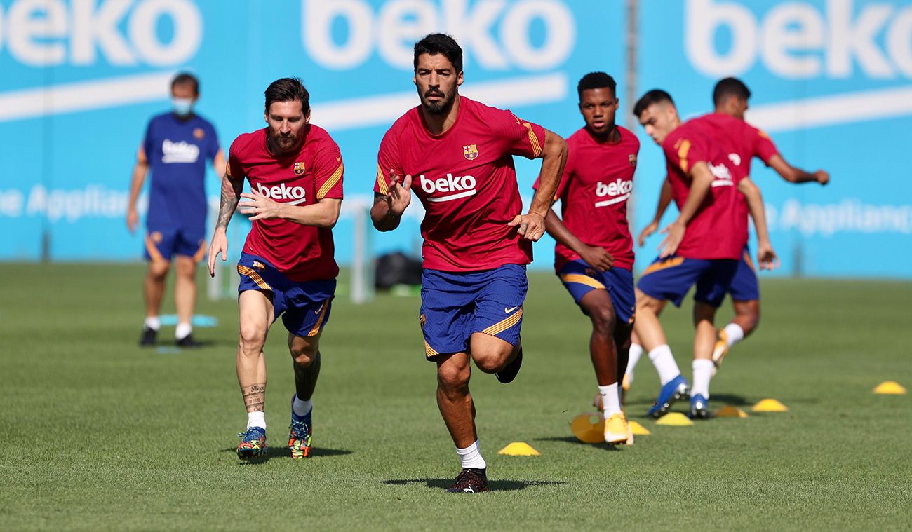 Luis Suárez in a training of the Barcelona