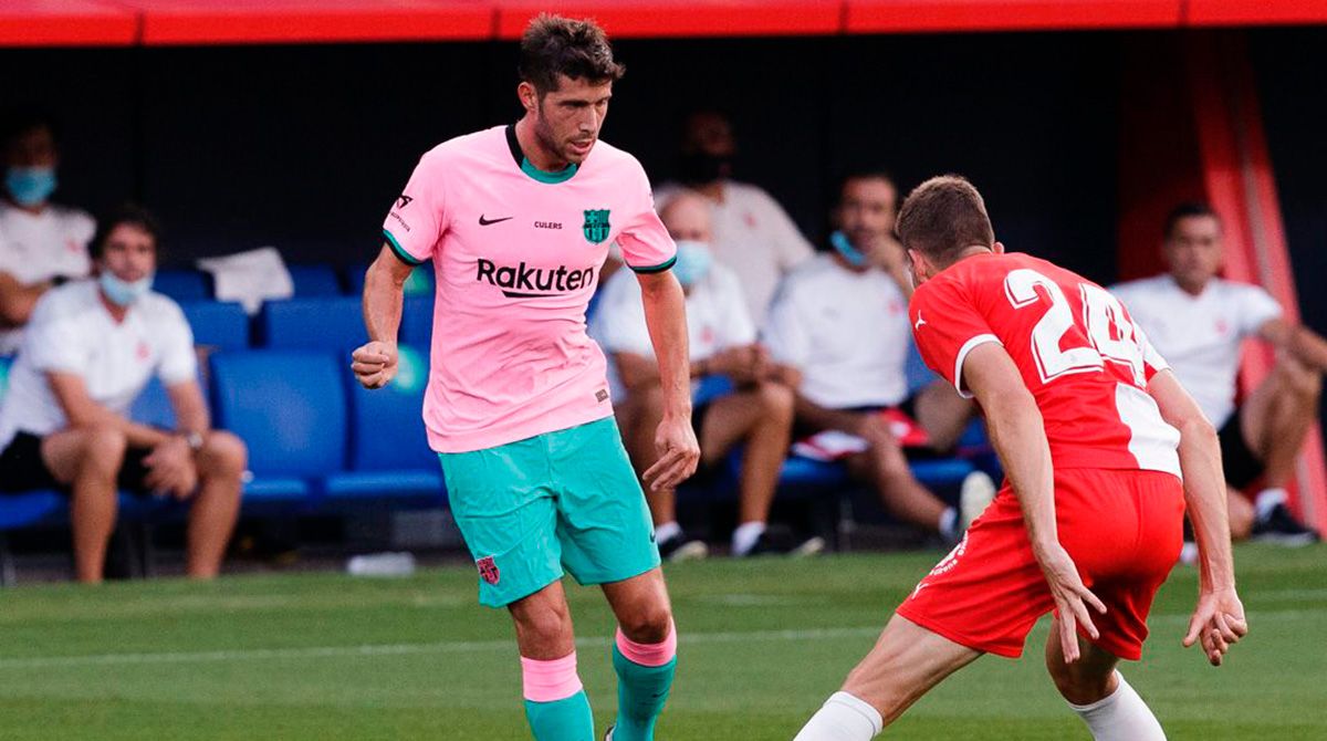 Sergi Roberto en el amistoso del Barça ante el Girona