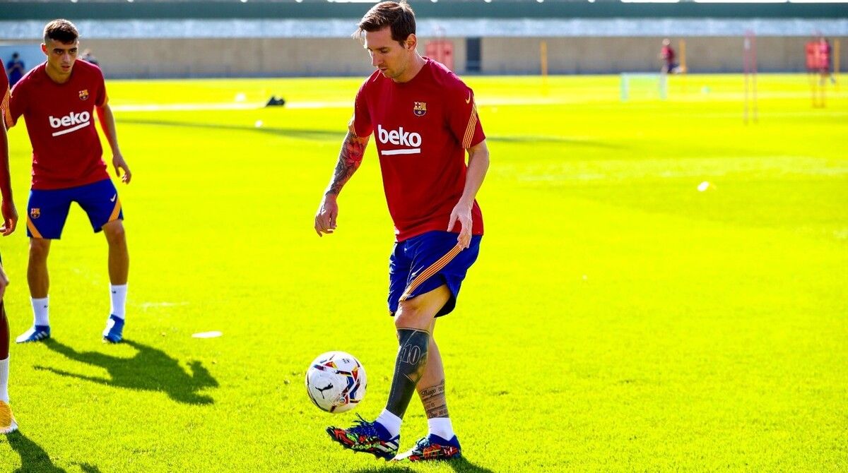 Messi en un entrenamiento
