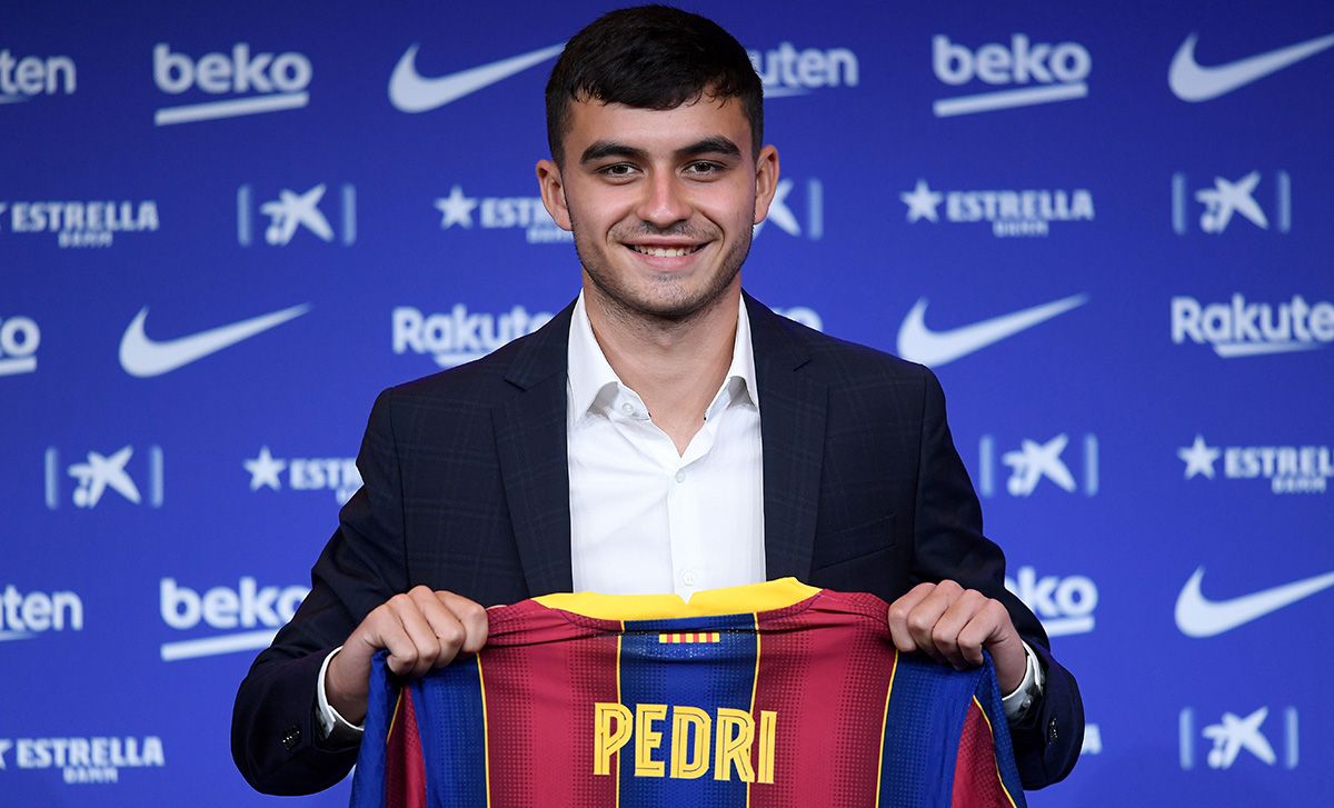 Pedri González, during his official presentation with the FC Barcelona