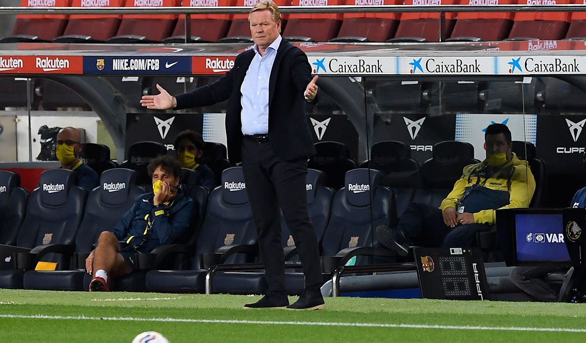 Ronald Koeman, during the match against the Villarreal in the Camp Nou