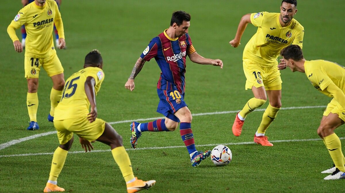 Lionel Messi in the meeting in front of the Villarreal
