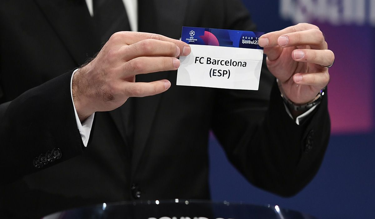 Papeleta del FC Barcelona en el sorteo de Champions League