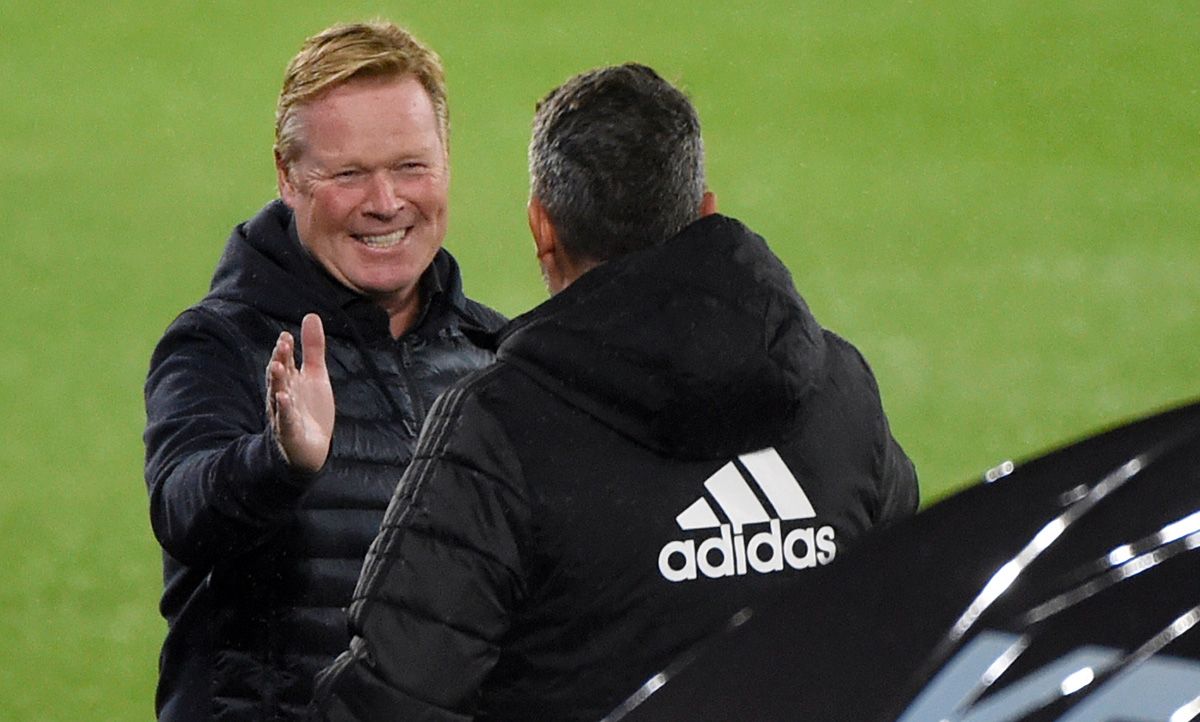 Ronald Koeman, laughing after the triumph of the Barça