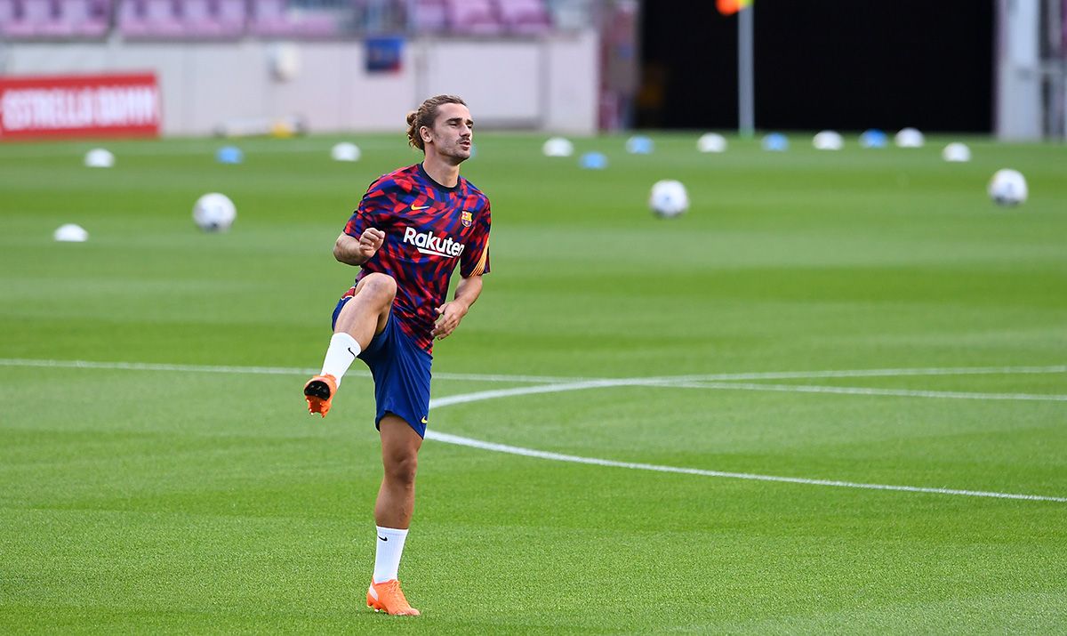 Antoine Griezmann, antes de un partido del FC Barcelona