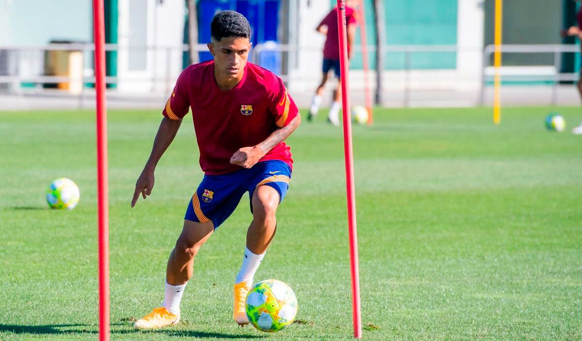 Gustavo Maia, during a training with the FC Barcelona