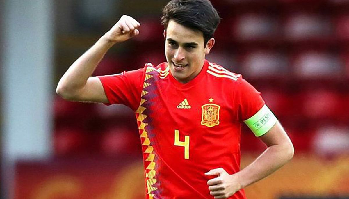 Eric García, celebrando un gol con España
