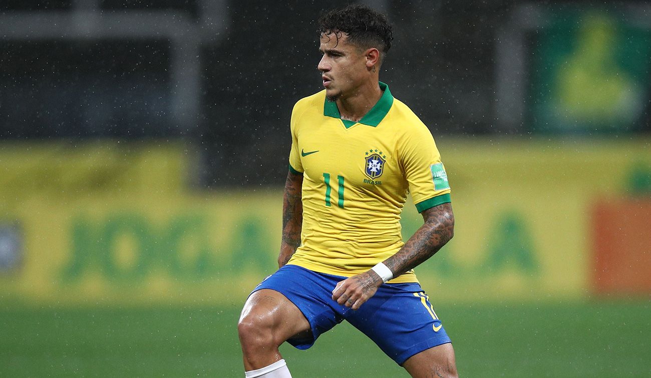 Philippe Coutinho en un partido con Brasil