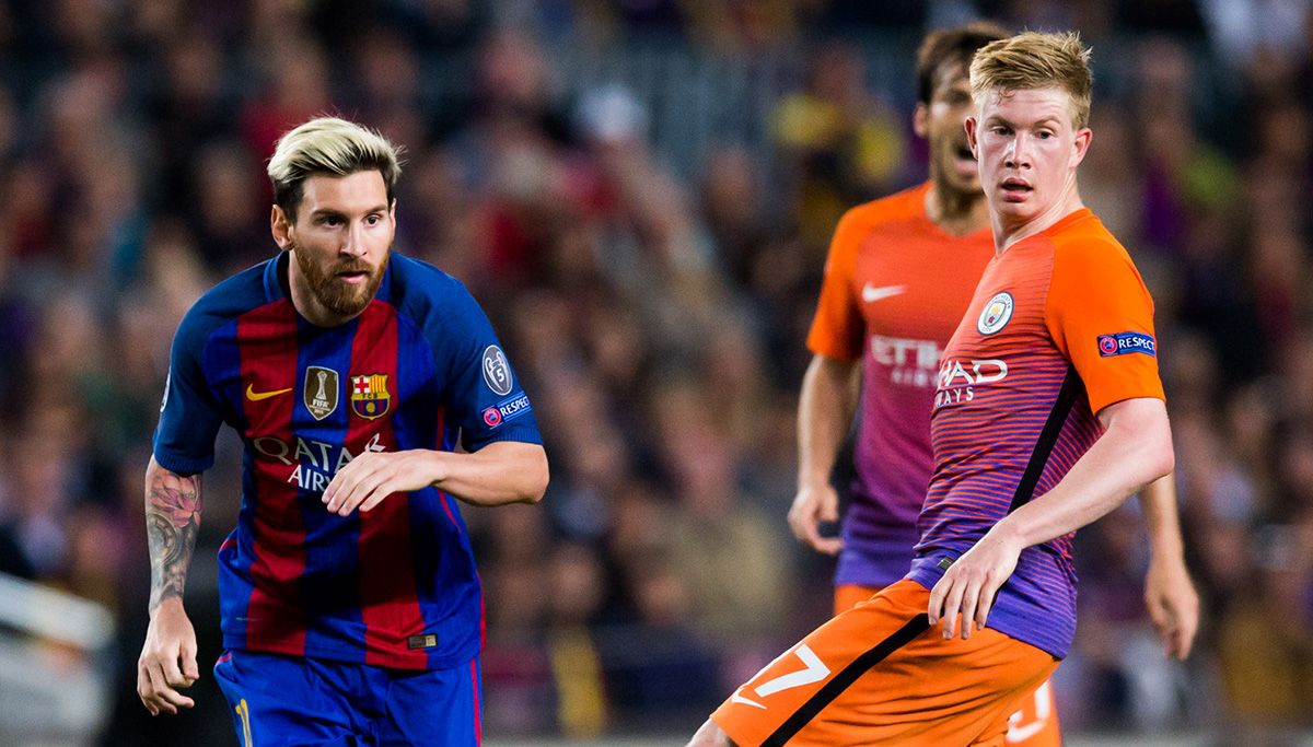 Leo Messi beside Kevin de Bruyne