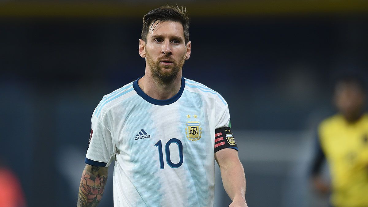 Lionel Messi con la selección de Argentina durante un partido