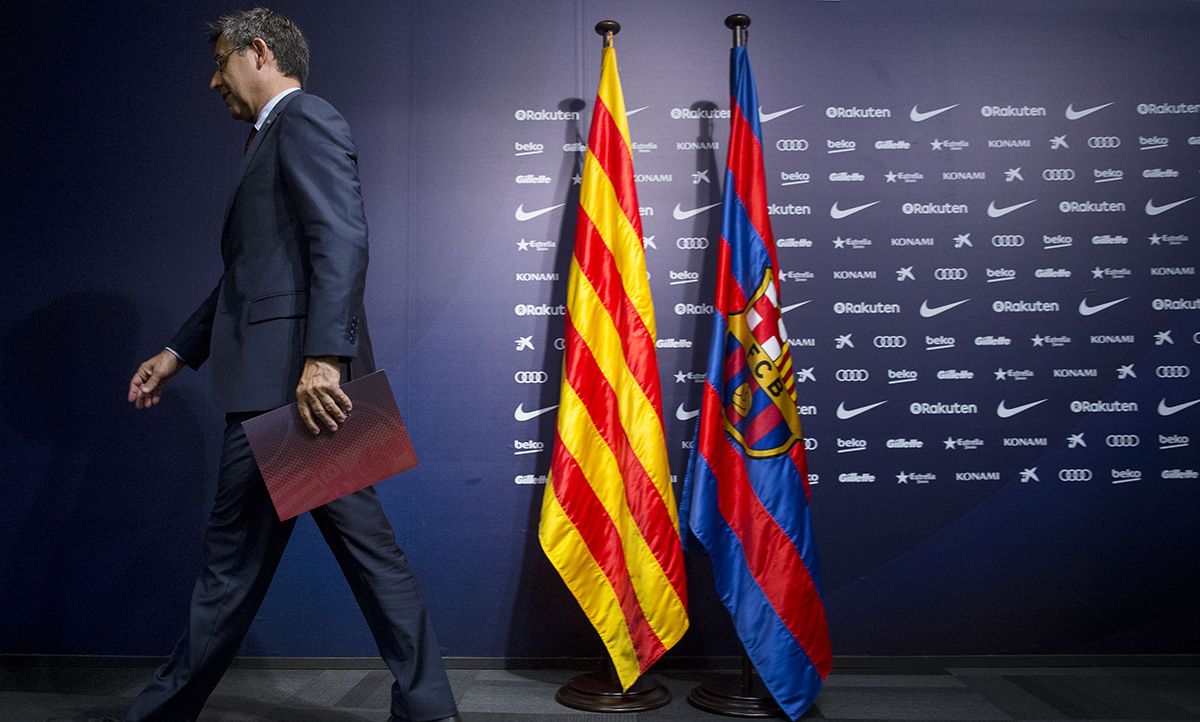 Josep Maria Bartomeu, tras realizar una conferencia como presidente del Barça