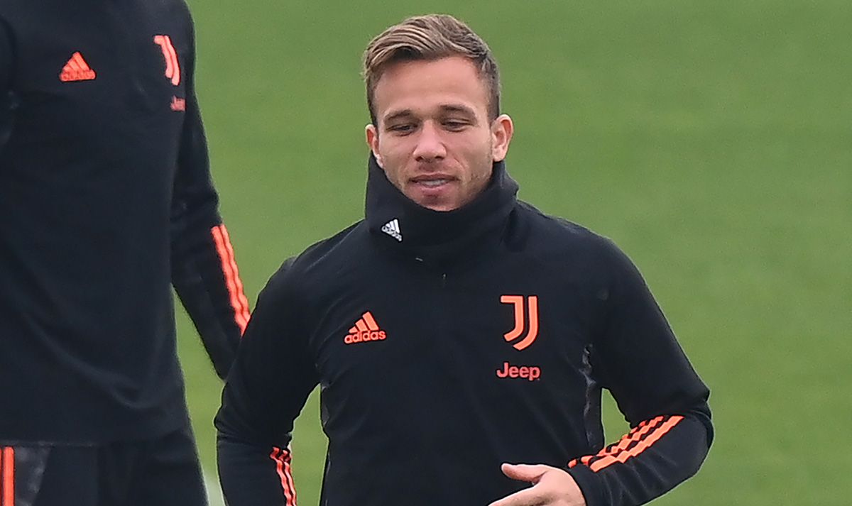 Arthur Melo en un entrenamiento con la Juventus