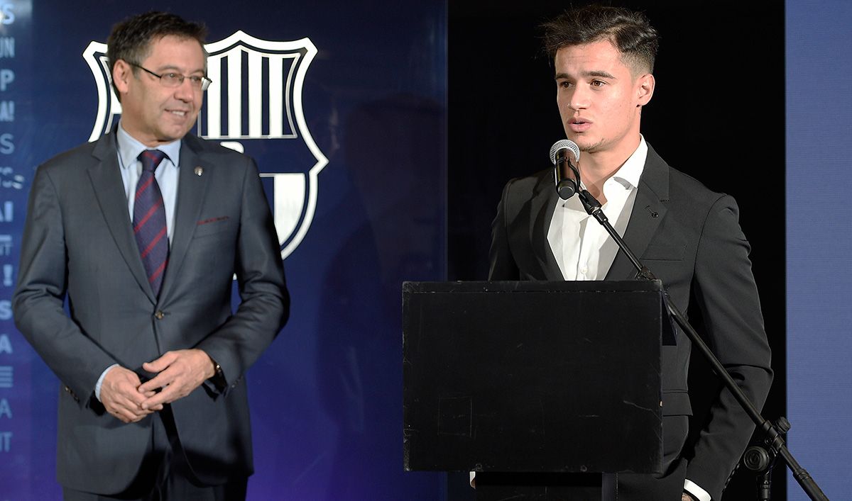 Philippe Coutinho, during his presentation as a player of the Barça