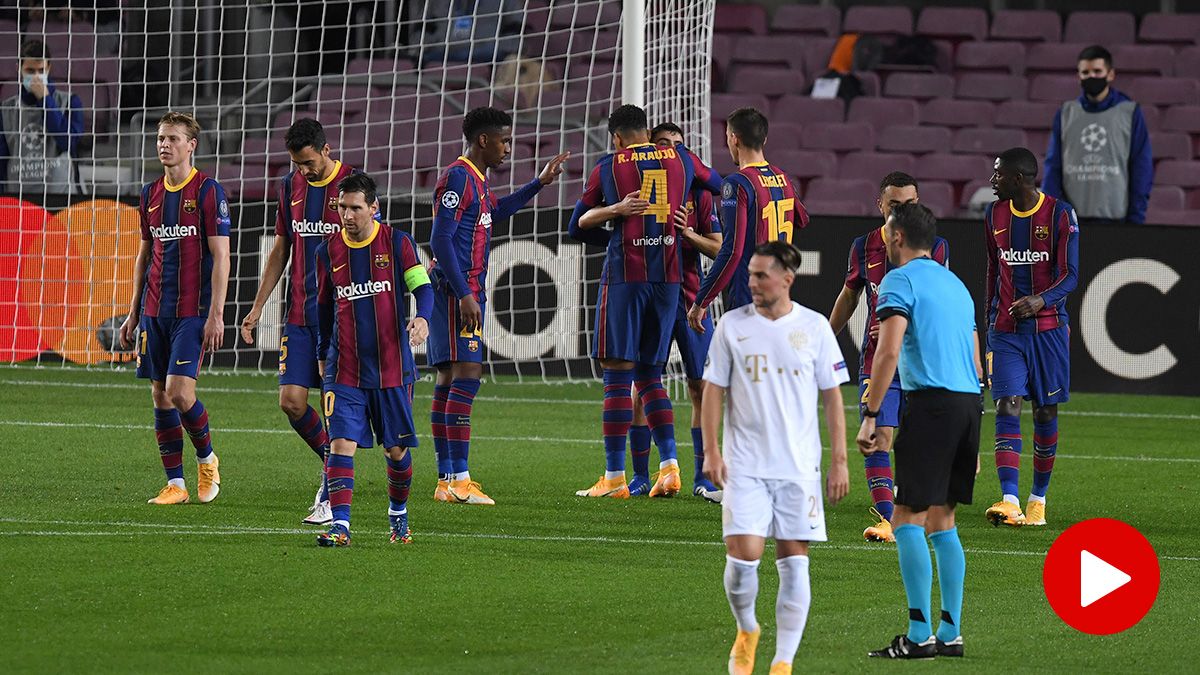 The FC Barcelona, celebrating one of the goals against the Ferencvaros