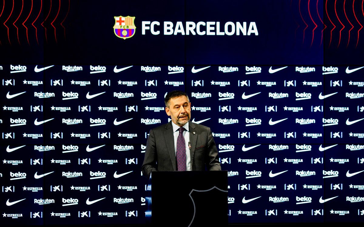 Josep Maria Bartomeu, durante su dimisión