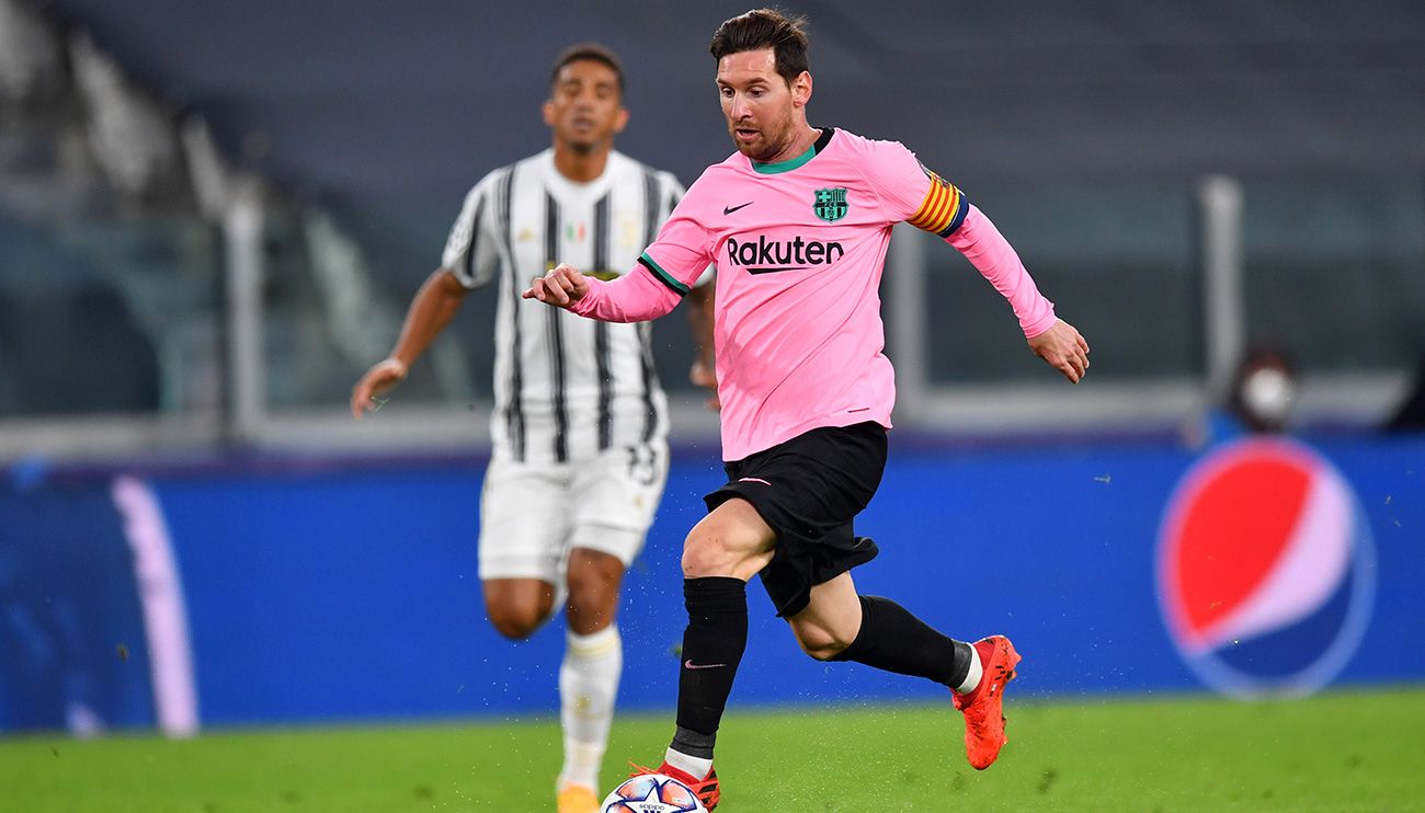 Leo Messi in the match against the Juventus
