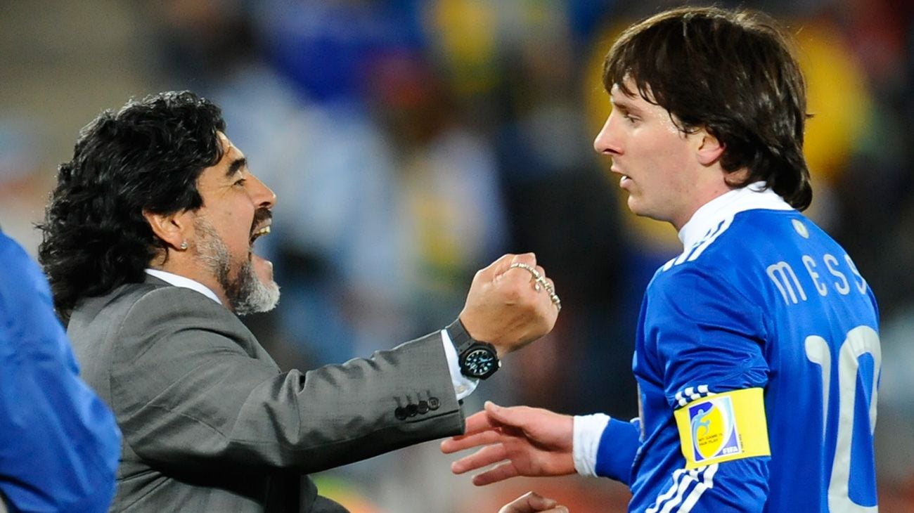 Leo Messi y Diego Armando Maradona, en una imagen de archivo