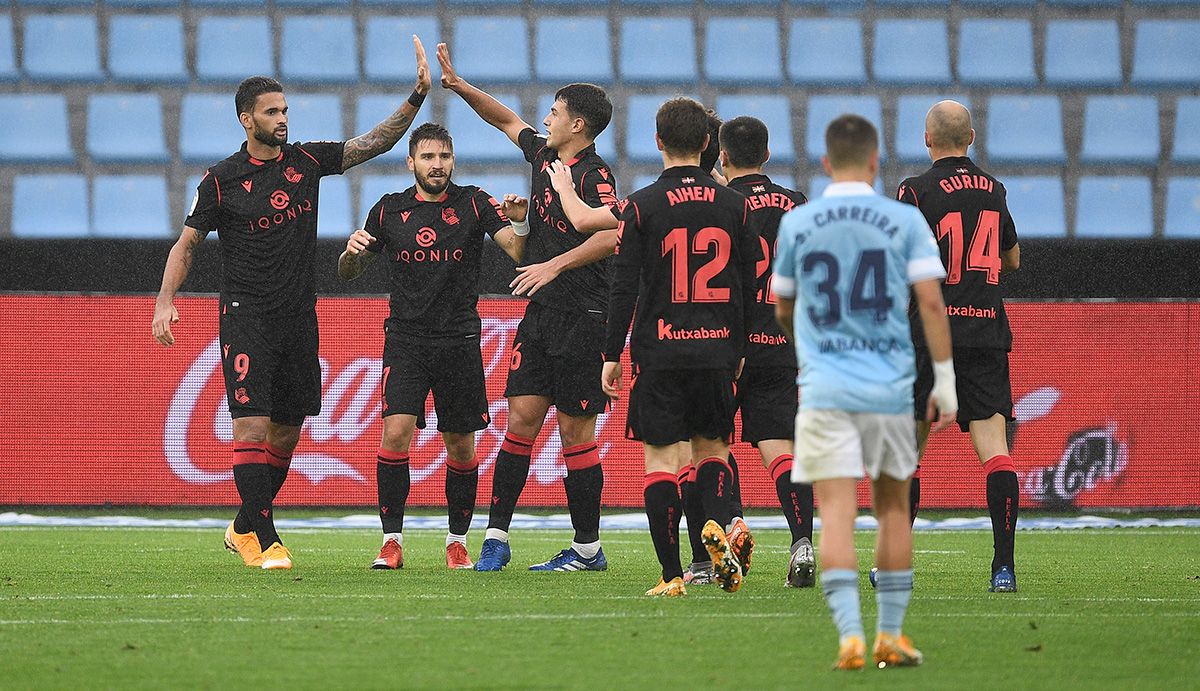 The Real Sociedad, celebrating a goal against the Celta