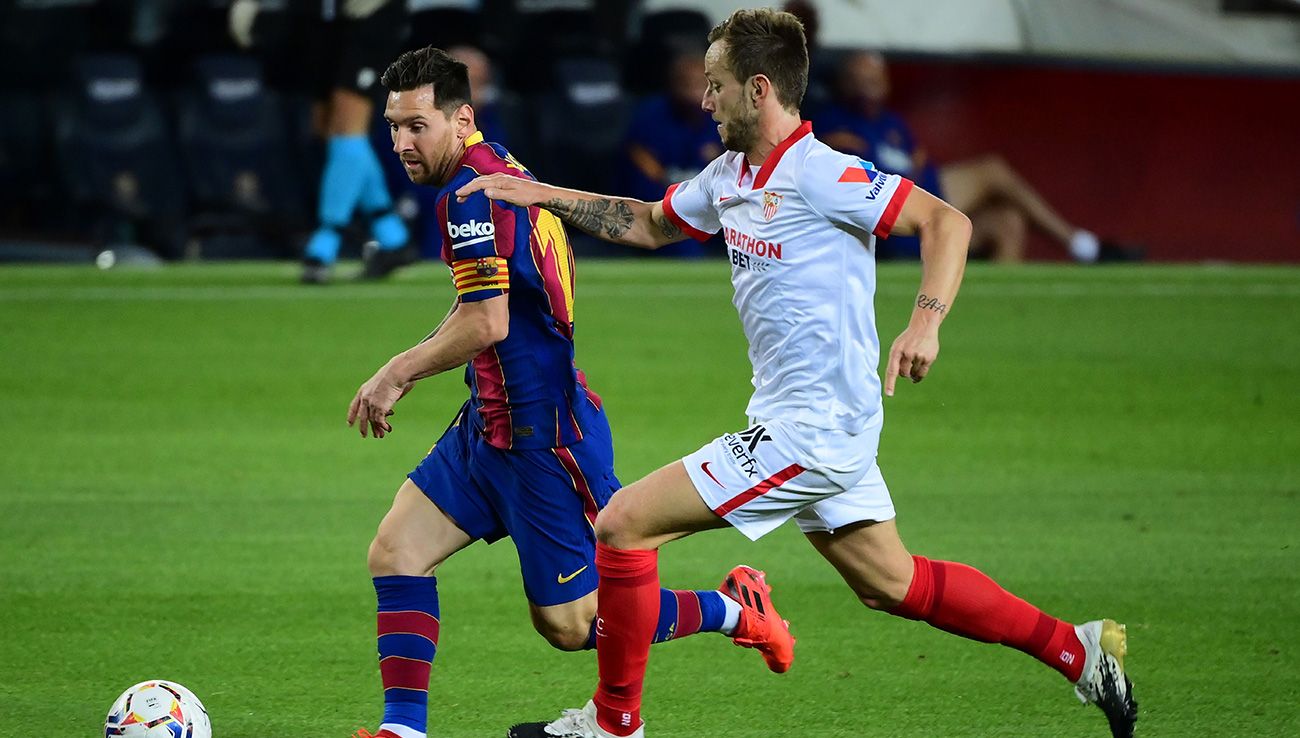 Leo Messi and Ivan Rakitic in the Barça-Sevilla