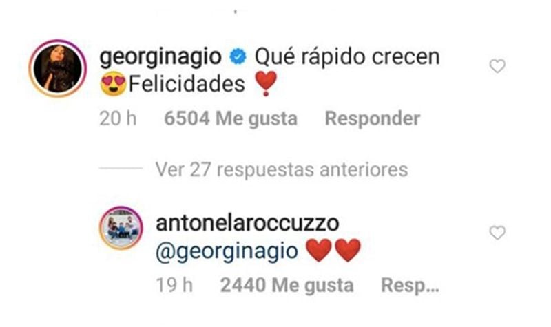 El mensaje de Georgina a Antonella Rocuzzo por Thiago Messi