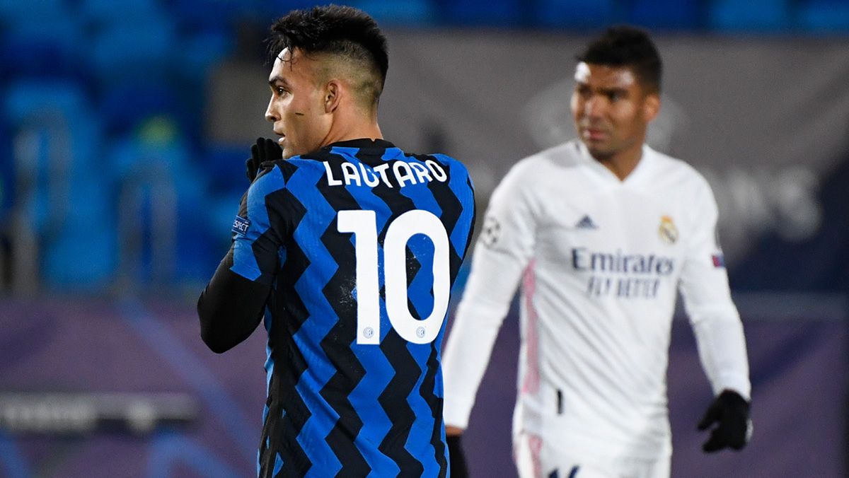 Lautaro Martínez se lamenta en el Madrid-Inter
