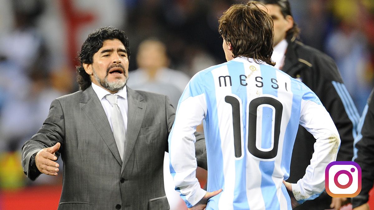 Leo Messi and Diego Armando Maradona, in an image of archive