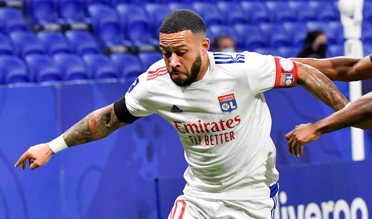 Memphis Depay, durante un partido del Olympique de Lyon