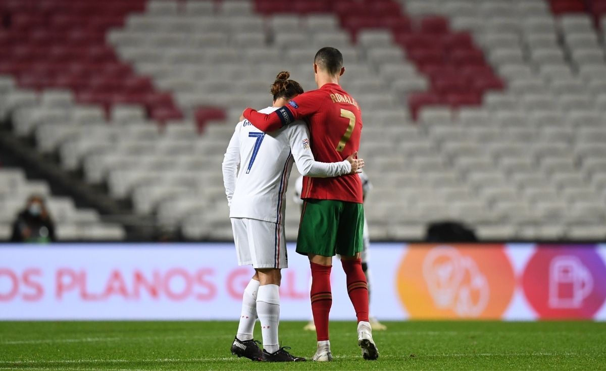 Antoine Griezmann y Cristiano Ronaldo, en la victoria de Francia ante Portugal