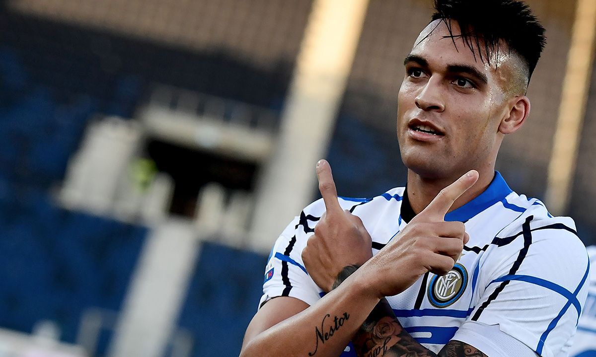 Lautaro Martínez, celebrando un gol con el Inter de Milán